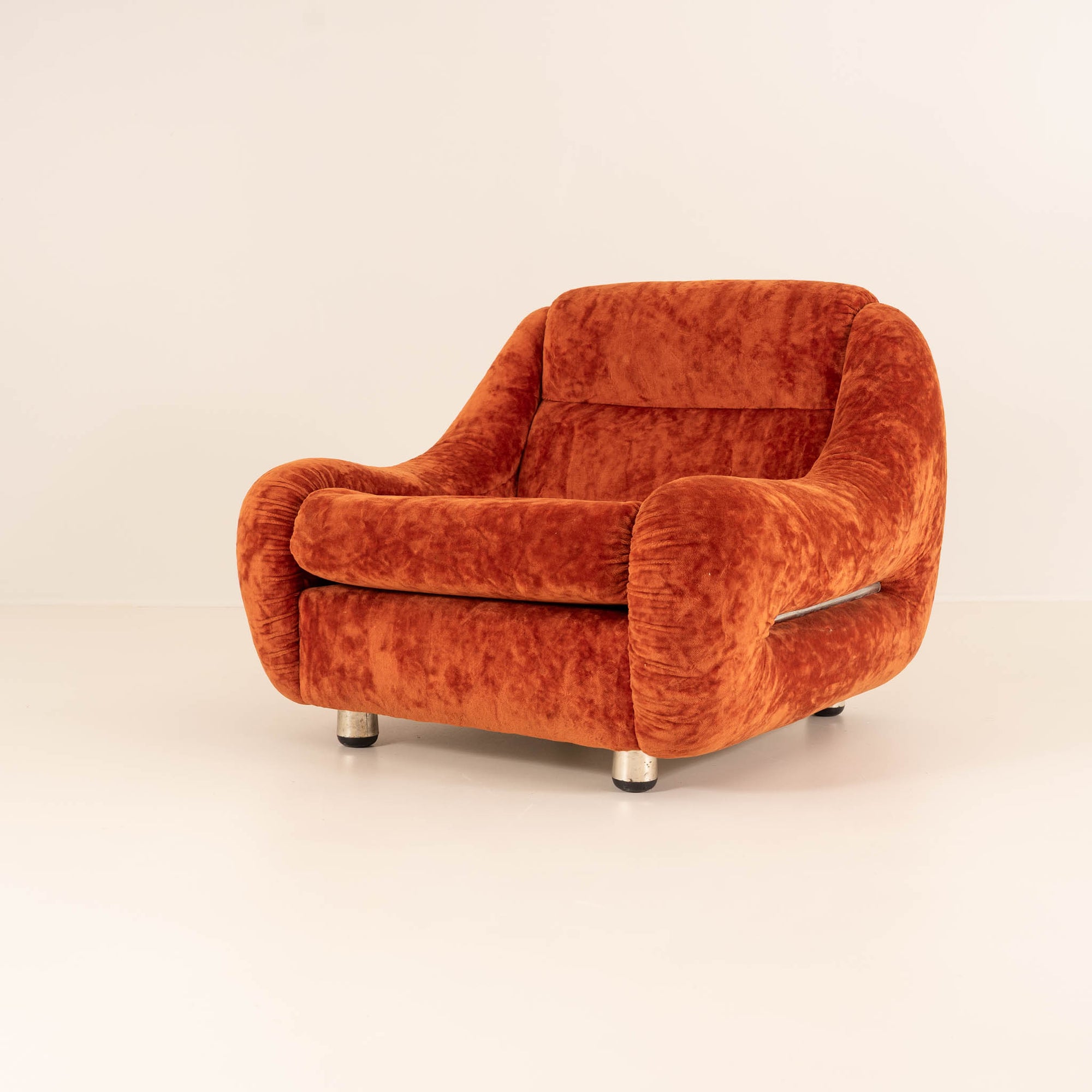 1970s ITALIAN VELVET ARMCHAIR
