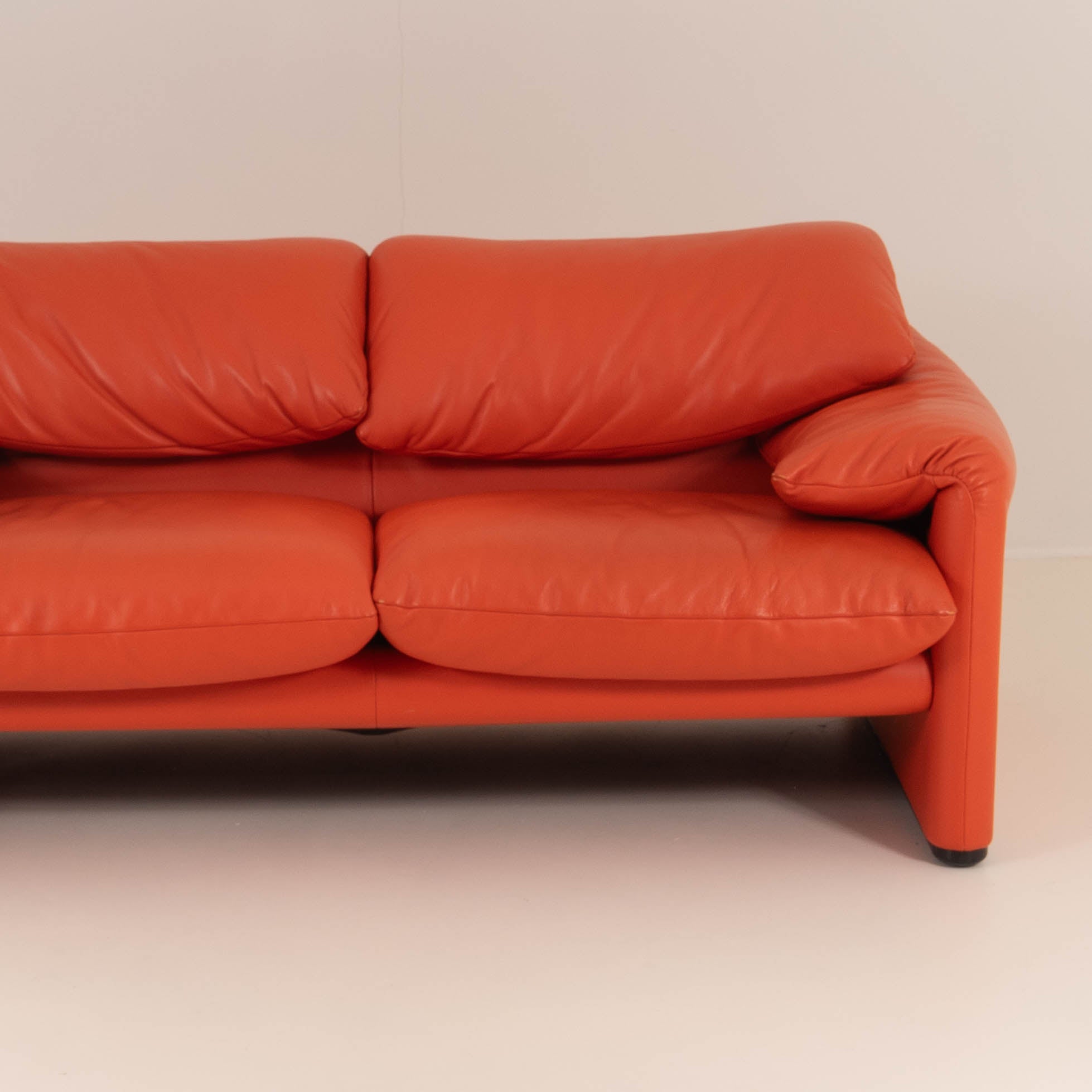 Cassina Maralunga 2-Seater Sofa by Vico Magistretti – Orange Leather