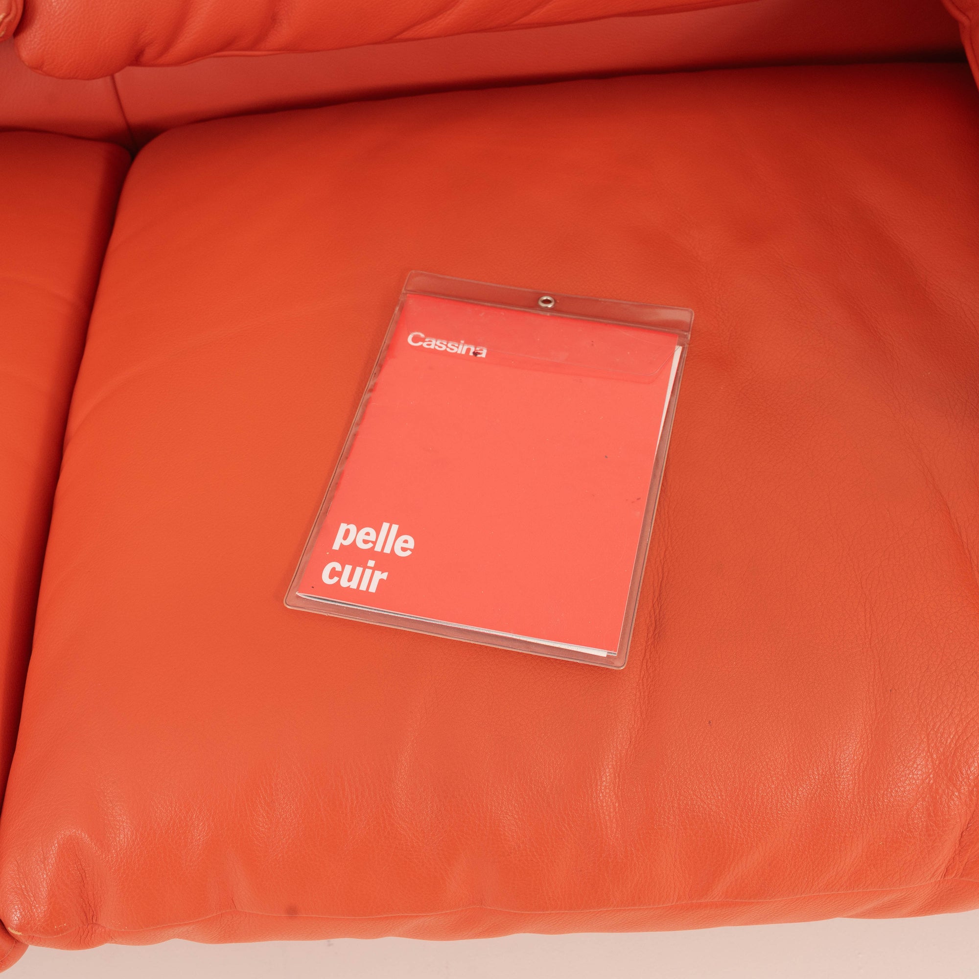 Cassina Maralunga 2-Seater Sofa by Vico Magistretti – Orange Leather