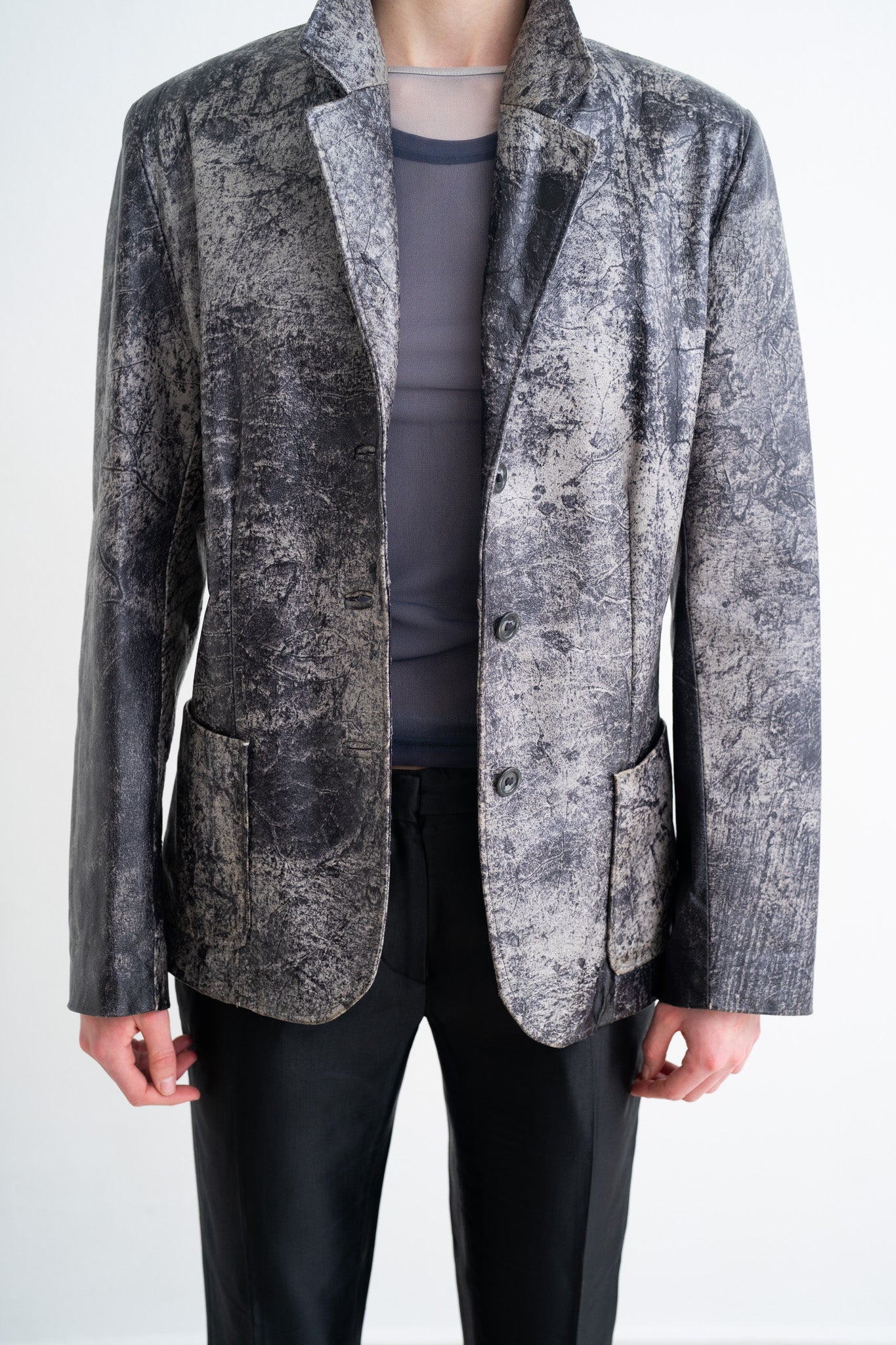 DECONSTRUCTIVE LEATHER BLAZER