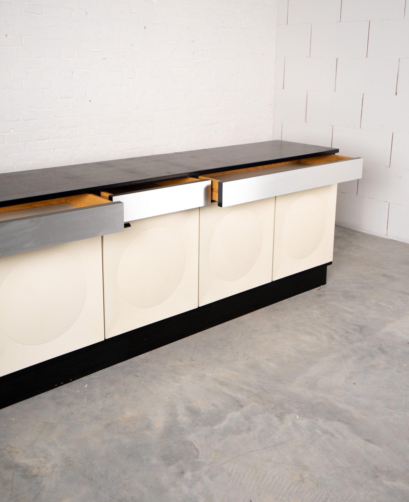 BRUTALIST 1970s CABINET IN OFF-WHITE